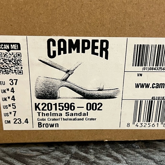 Camper Thelma Tan Sandals with Chunky Heel and Ankle Strap brown sz 37 - Picture 8 of 11